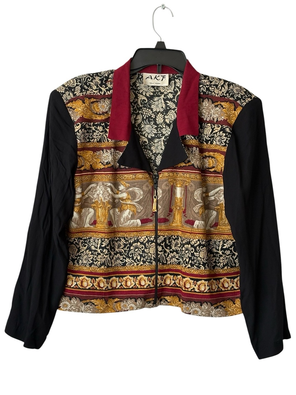 Vintage A.K.F. New York Full-Zip Tapestry Print Blouse Jacket
